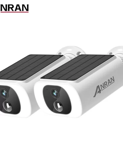 ANRAN 2 PCS Outdoor Wireless WIFI Camera 2.4G 3MP Battery Solar Security Camera Floodlight Color Night Vision Local Alarm