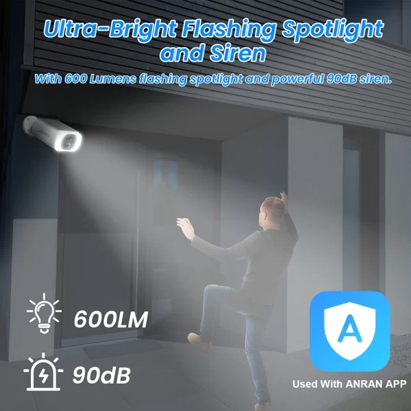 ANRAN 2 PCS Outdoor Wireless WIFI Camera 2.4G 3MP Battery Solar Security Camera Floodlight Color Night Vision Local Alarm - Image 3