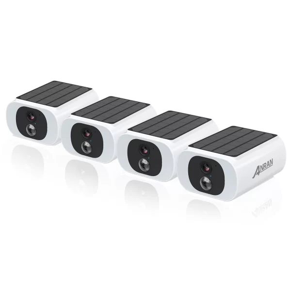 ANRAN 4 PCS Outdoor Wireless WIFI Camera 2.4G 3MP Battery Solar Security Camera Floodlight Color Night Vision Local Alarm