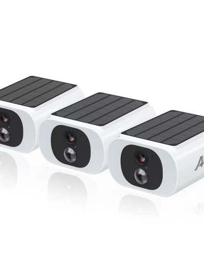 ANRAN 3 PCS Outdoor Wireless WIFI Camera 2.4G 3MP Battery Solar Security Camera Floodlight Color Night Vision Local Alarm