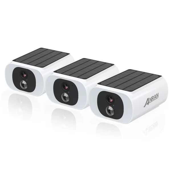 ANRAN 3 PCS Outdoor Wireless WIFI Camera 2.4G 3MP Battery Solar Security Camera Floodlight Color Night Vision Local Alarm