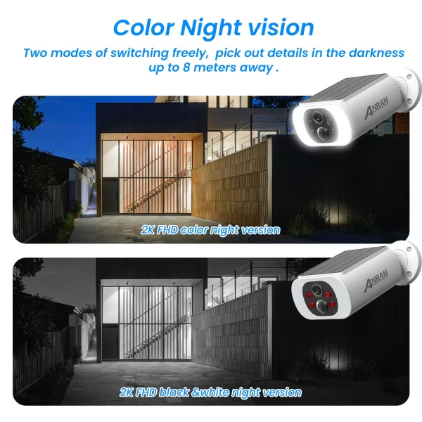 ANRAN 3 PCS Outdoor Wireless WIFI Camera 2.4G 3MP Battery Solar Security Camera Floodlight Color Night Vision Local Alarm - Image 6